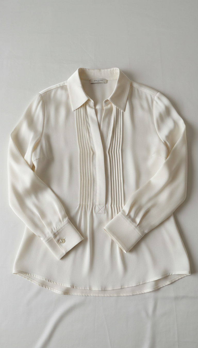 Ivory Pintuck Pleated Blouse